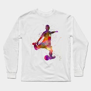 Soccer player in watercolor Long Sleeve T-Shirt